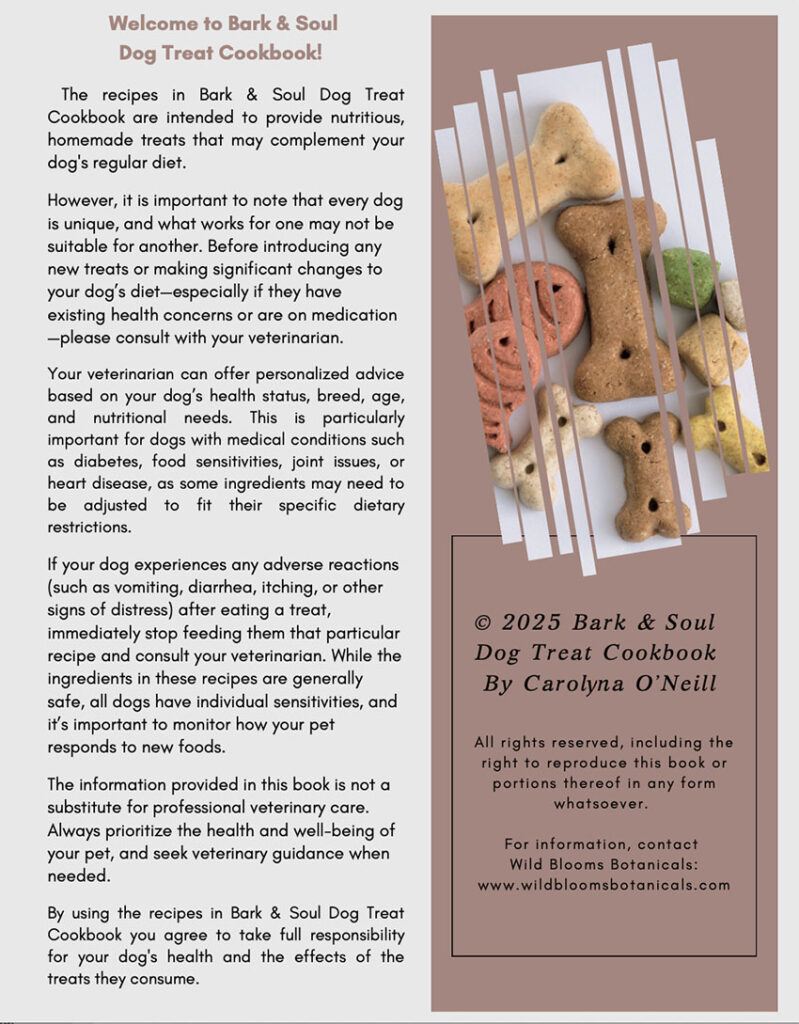 Introduction page of the Bark and Soul Dog Treats Cookbook